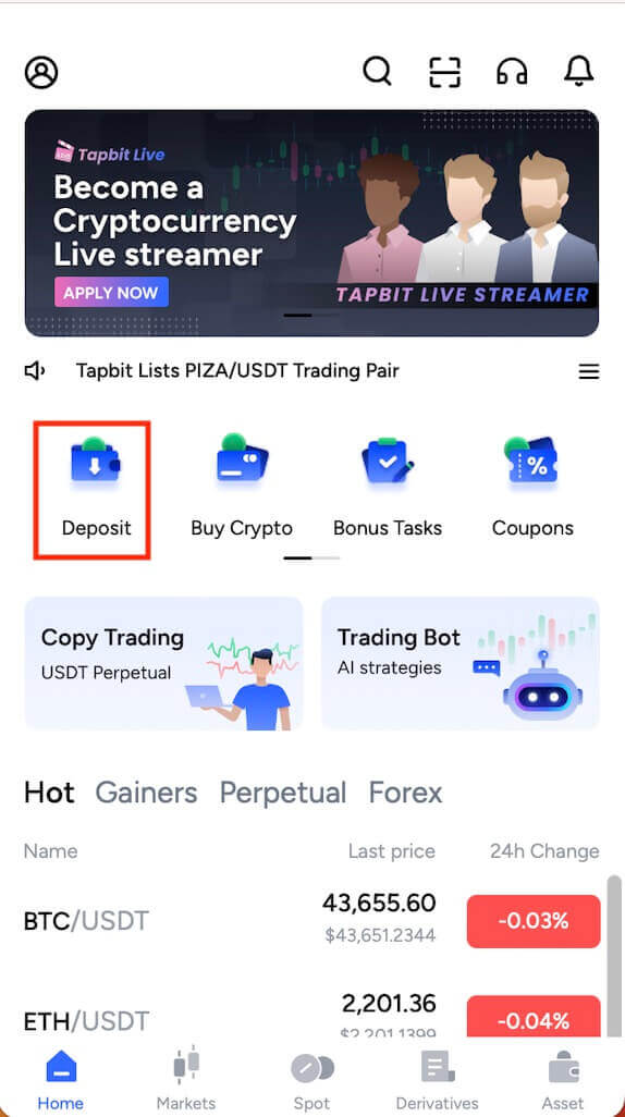 How to Deposit on Tapbit How to Deposit on Tapbit